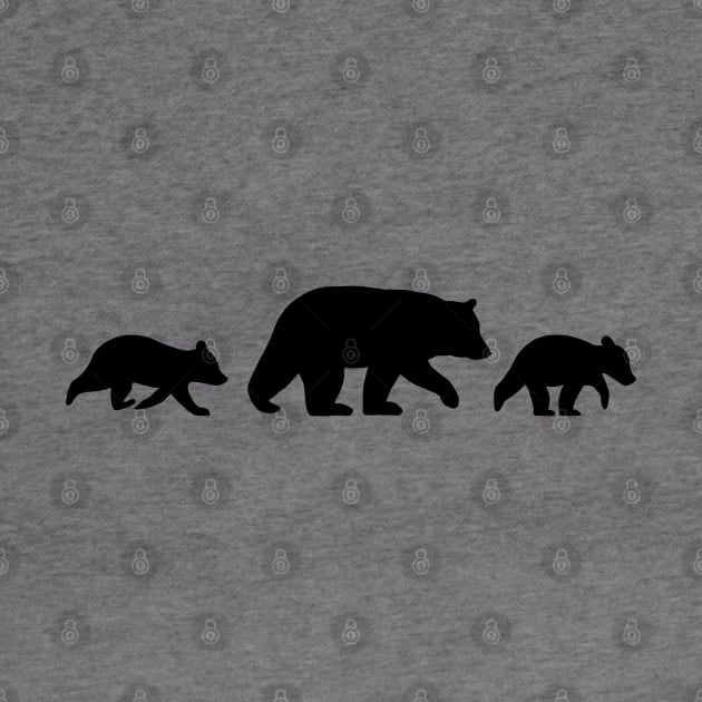 Grizzly Bear Family Silhouettes | Mama Bear with Cubs by Coffee Squirrel